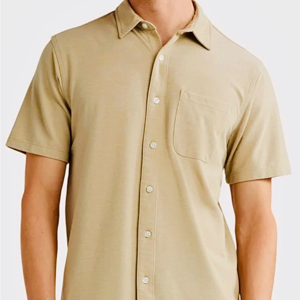 George Men's Tan Short Sleeve Button Down Shirt (super soft)